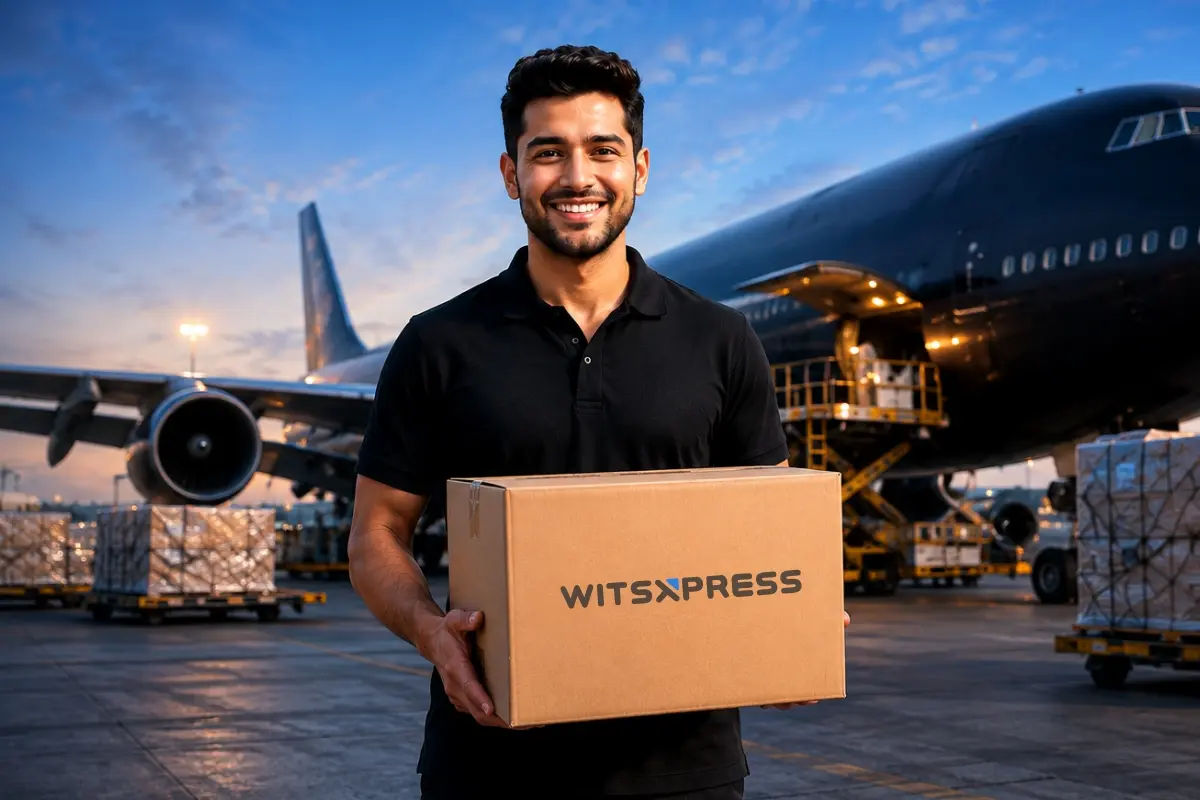 Witsxpress Courier Representative with International Package Box